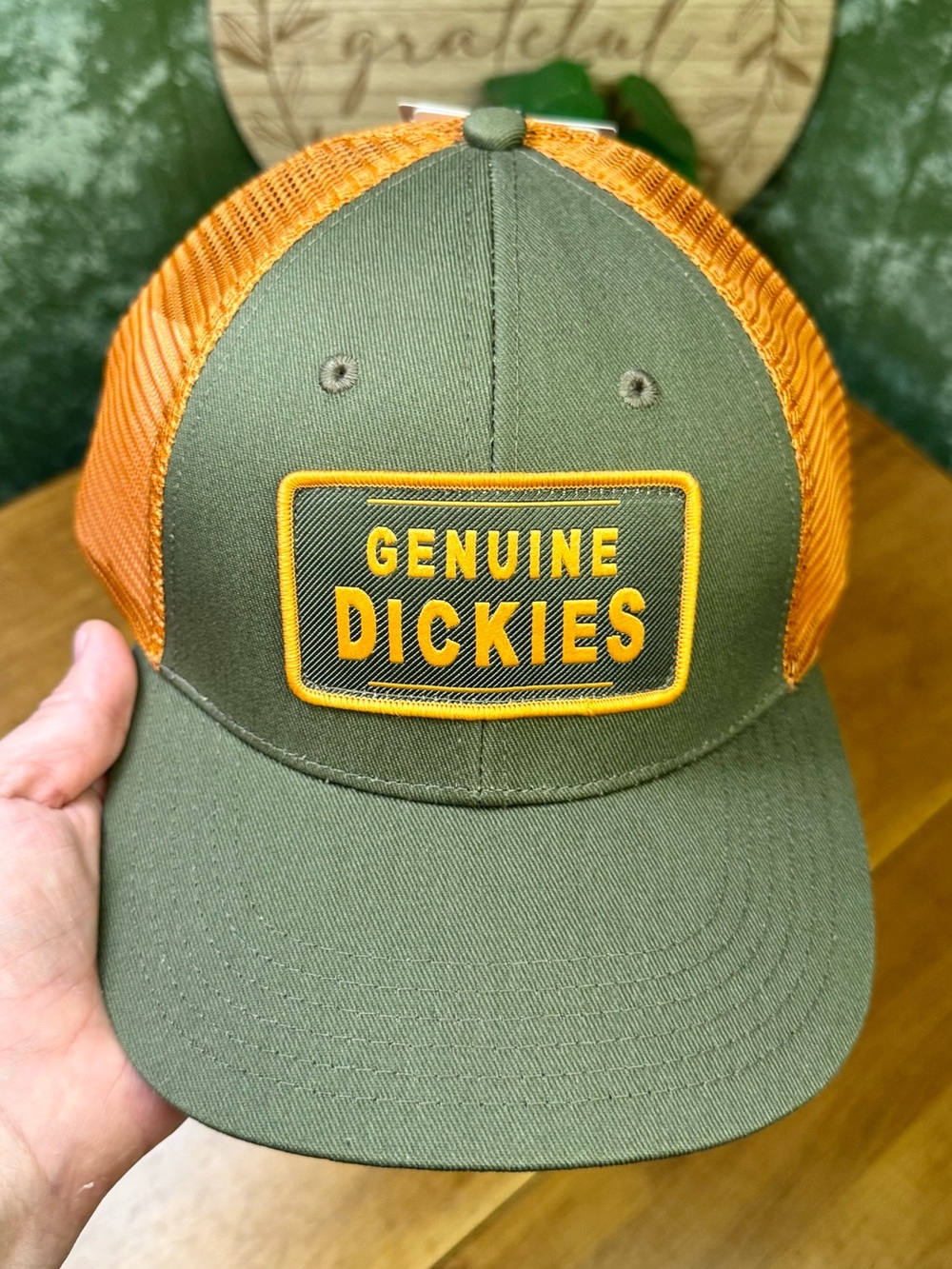 Genuine Dickies Orange and Green Trucker Hat